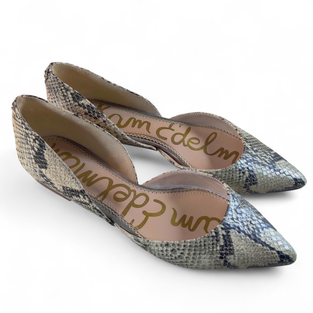 Sam Edelman Snakeskin Pointed Toe Flats Rodney D'Orsay Women's Size 7.5